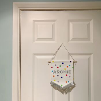 Personalised Fabric Name Banner With Rainbow Polka Dots, 7 of 7