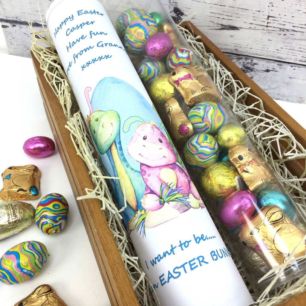 Personalised Dinosaur Bunny Easter Chocolate Gift By Cocoapod