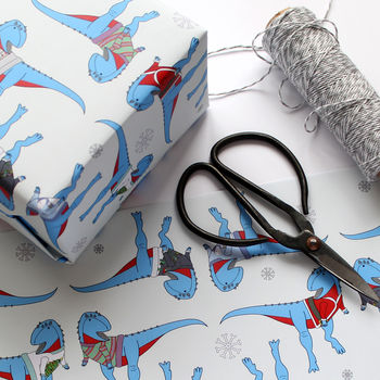 Dinosaur Christmas Jumper Wrapping Paper, 2 of 2