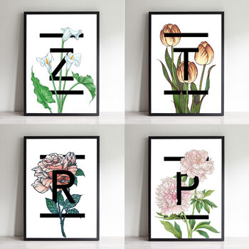 Personalised A To Z Flowers Alphabet Art Print, 12 of 12