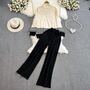 Black Long Sleeve Knitted Women's Co Ord Set, thumbnail 3 of 4