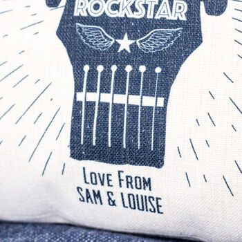 Personalised Rockstar Dad Guitar Cushion For The Home, 3 of 3