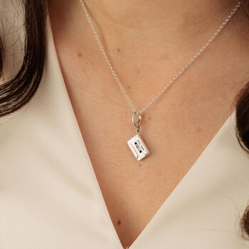 Sterling Silver Cassette Tape Charm Necklace, 3 of 6