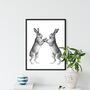 Boxing Hares Wildlife A4 Print, thumbnail 1 of 4
