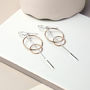 Sterling Silver Rose Gold Designer Dangly Earrings, thumbnail 2 of 4
