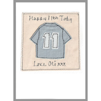 Personalised Football Shirt 16th Birthday Card, 2 of 8