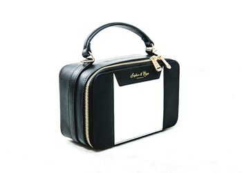'Belle' Black And White Leather Saffiano Grab Bag, 3 of 4