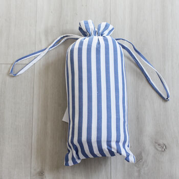 Blue Stripe Cot Bed Duvet Cover And Pillowcase Set, 6 of 7