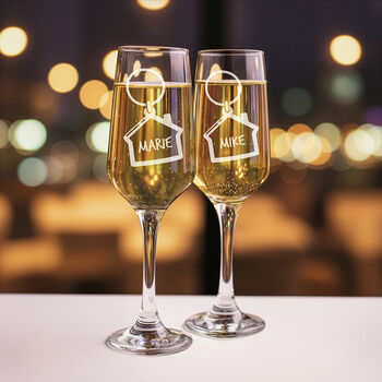 New Home Champagne Flutes And Bottle Butler Gift Set, 6 of 6