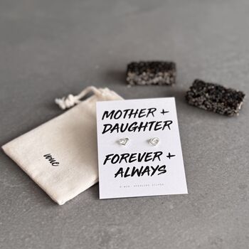 Mother + Daughter Sterling Silver Heart Knot Earrings, 8 of 10