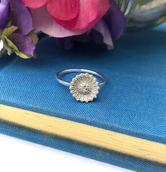Sterling Silver Mini Sunflower Ring, 3 of 7
