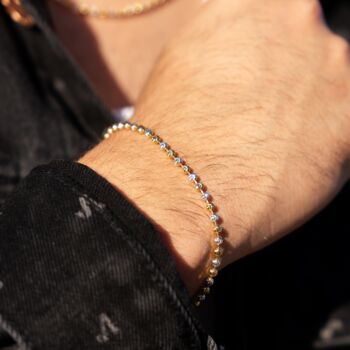 Gold And Silver Moon Cut Bead Chain Bracelet For Men, 2 of 10