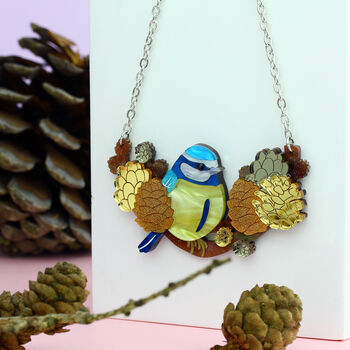 Blue Tit And Pine Cone Necklace, 2 of 7