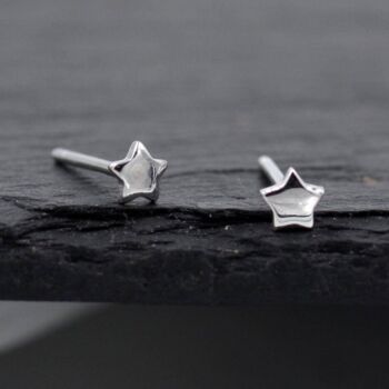 Sterling Silver Very Tiny Little Star Stud Earrings, 4 of 12