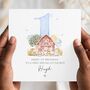 Farm Animals 1st Birthday Card, Pink Or Blue Card For Son, Daughter, Any Relationship, thumbnail 1 of 3