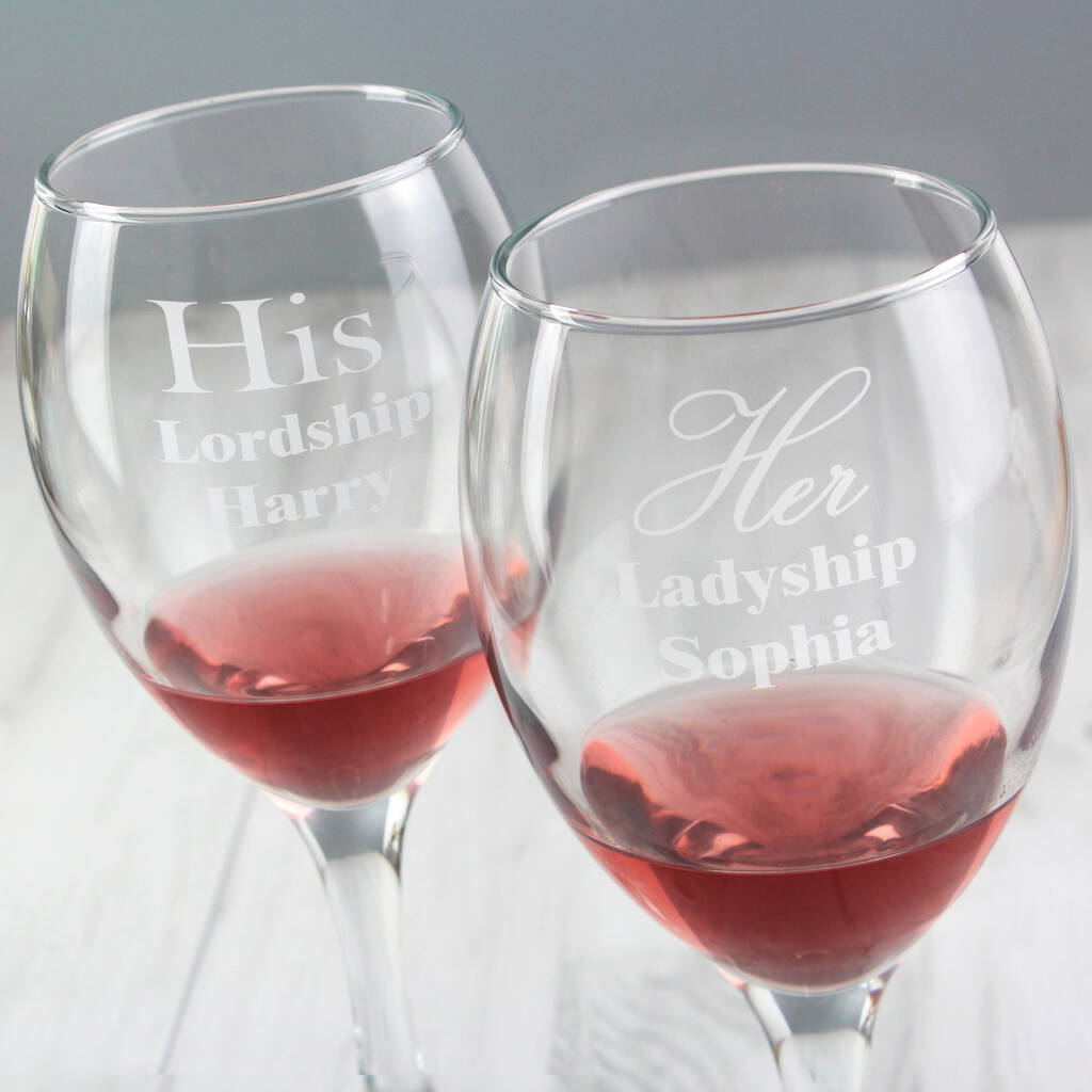 Personalised 'His Lordship & Her Ladyship' Glasses, 1 of 4