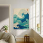 Japanese Abstract Blue Wave Art Print, thumbnail 2 of 4
