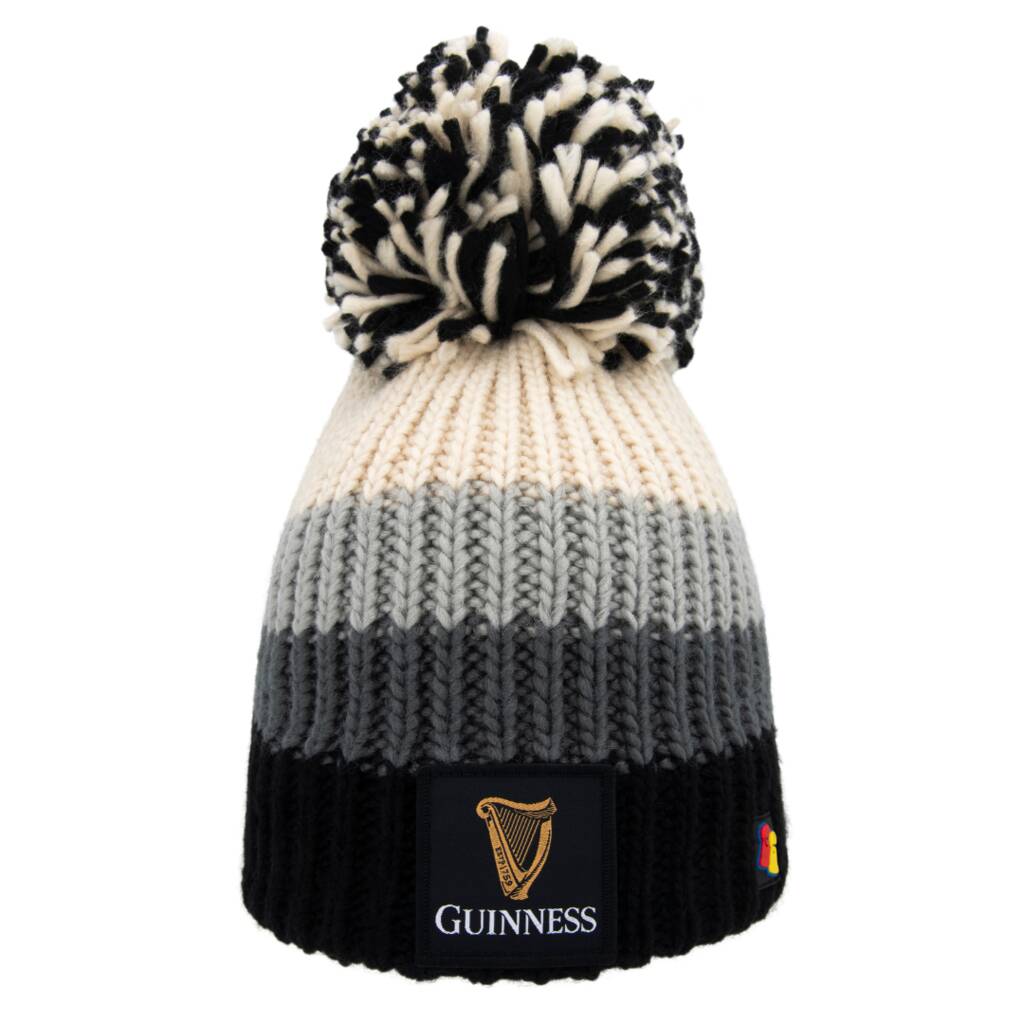 Guinness Pint Pour Striped Bobble Hat