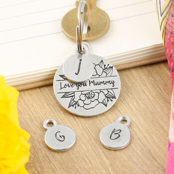 Mummy Gift From Child Floral Pewter Keyring, 5 of 6