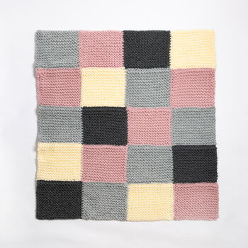 Beginners Chequered Blanket Knitting Kit, 3 of 5