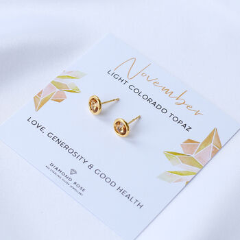Birthday Gift For Her – Gold Vermeil Birthstone Crystal Stud Earrings, 9 of 10