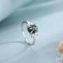 Sterling Silver Oval Cabochon Moss Agate With Cz Engagement Ring, thumbnail 1 of 12