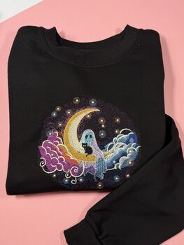 Celestial Ghost And Cat Embroidered Sweatshirt, 2 of 4
