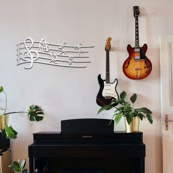 Musical Notes Wooden Wall Art Treble Clef Design, 7 of 10