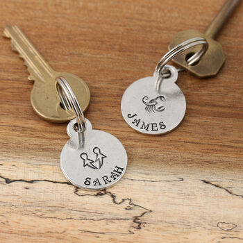 Personalised Zodiac Star Sign Pewter Keyring Birthday Gift, 6 of 9