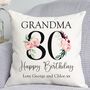 Floral 80th Birthday Cushion, thumbnail 1 of 2