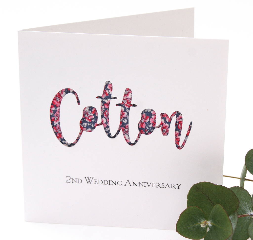  2nd  cotton  wedding  anniversary  card  by the hummingbird 