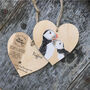 Puffins Wooden Hanging Heart Decoration, thumbnail 2 of 3
