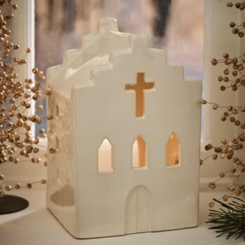 Large Ceramic Church Tealight Holder, 4 of 4