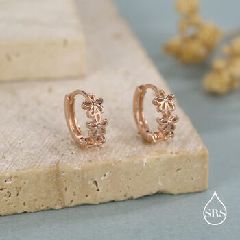 Daisy Chain Huggie Hoop Earrings In Sterling Silver, 6 of 11