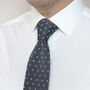 Men's Square End Knitted Tie With Dots | Dark Grey, thumbnail 5 of 5