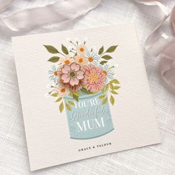 Mother’s Day Flower Enamel Pin Gift – “You’re Wonderful Mum” Floral Lapel Pin In Gift Box, 5 of 12