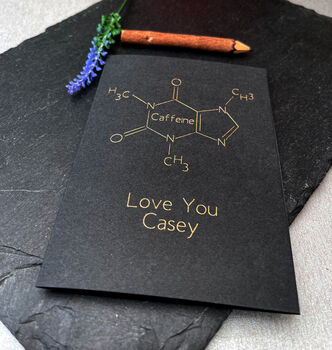Personalised Coffee Molecule Chemistry Gold Foil Card, 7 of 10