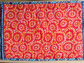 Quilted Sari Fabric Placemats, Cotton Sari Dining Table Mats, Set Of Two Mats, Fair Trade, 3 of 6