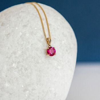 Genuine Ruby Necklace In 9ct Gold, 3 of 12