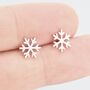 Sterling Silver Dainty Snowflake Stud Earrings, thumbnail 10 of 12
