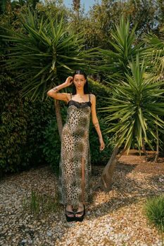 Green Leopard Lace Maxi Dress, 2 of 3