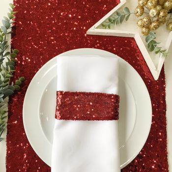 Christmas Berry Red Sequin Table Runner, 2 of 2
