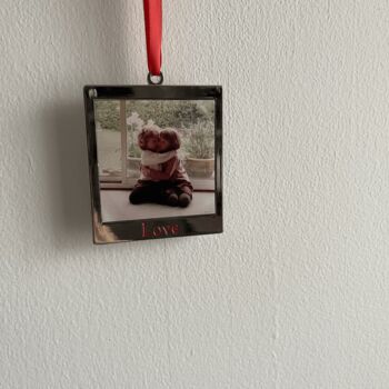 Personalised Photo Square Love Christmas Tree Decoration, 4 of 4