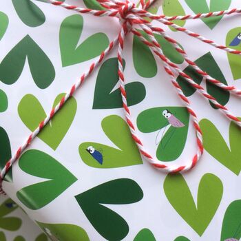 Leaf Hearts And Bug Wrapping Paper Or Gift Wrap Set, 8 of 12