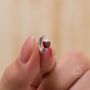 Garnet Red Heart Cz Huggie Hoop In Sterling Silver, thumbnail 4 of 12