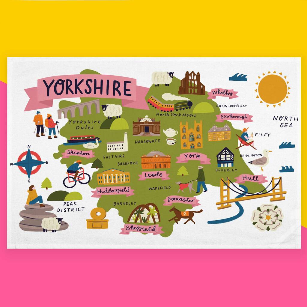 Yorkshire Map Tea Towel, 1 of 10