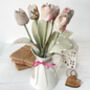 Handmade Linen Anniversary Tulips With Engraved Tag, thumbnail 1 of 3