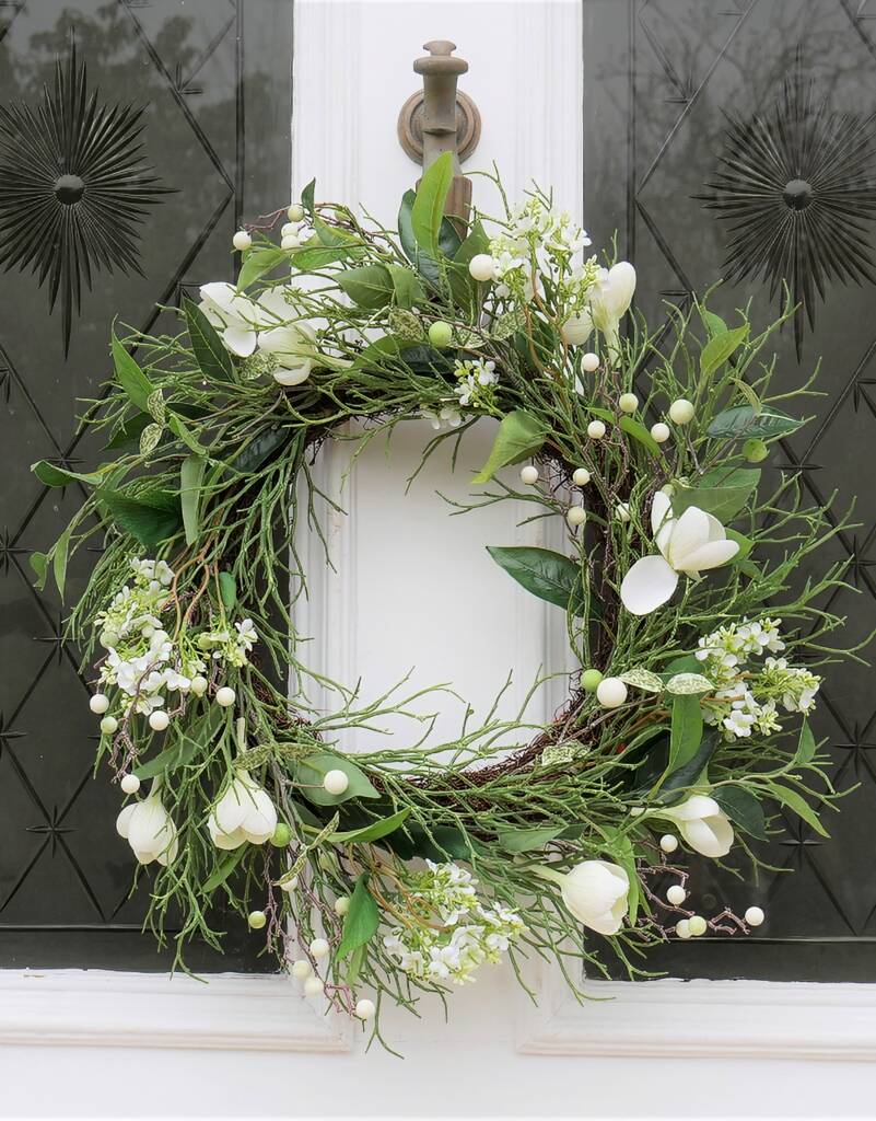 White Foliage Door Wreath, 1 of 3