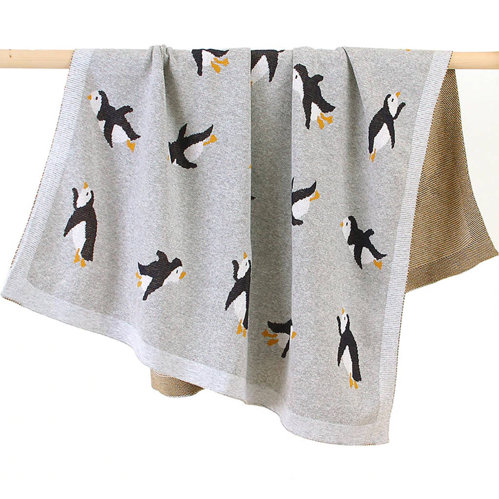 Penguin Cotton Knitted Baby Blanket By Hayley Co Notonthehighstreetcom