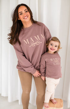 Mama Embroidered Bow Sweatshirt With Optional Matching Mama's Girl, 3 of 11